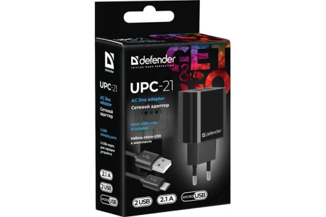 Купить З/У сетевое DEFENDER UPC-21 2xUSB 5V/2.1А кабель microUSB фото №7