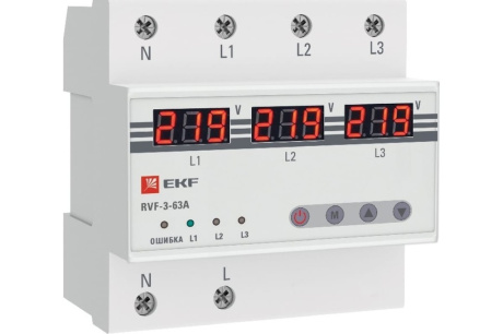 Купить Реле выбора фаз с дисплеем EKF  RVF-3-63A   PROxima фото №1