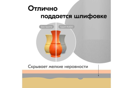 Купить KUDO Грунт аэрозоль. универсальный акрил.  серый  520мл.  KU-2101 фото №5